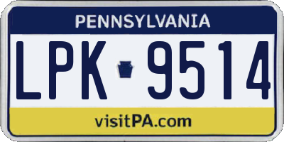 PA license plate LPK9514
