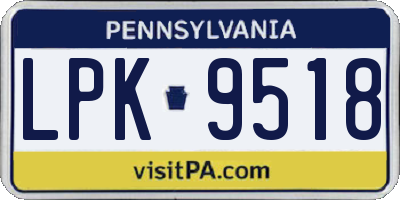 PA license plate LPK9518