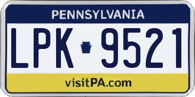 PA license plate LPK9521