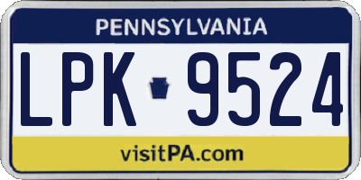 PA license plate LPK9524