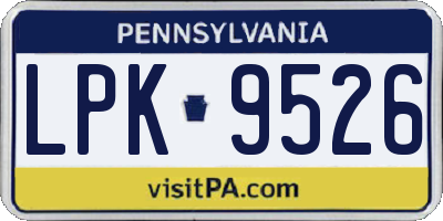 PA license plate LPK9526