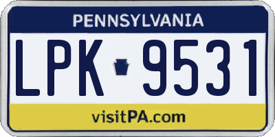 PA license plate LPK9531