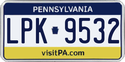 PA license plate LPK9532