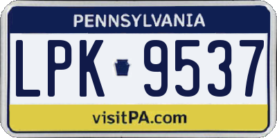 PA license plate LPK9537
