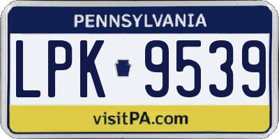 PA license plate LPK9539