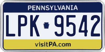 PA license plate LPK9542