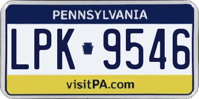 PA license plate LPK9546