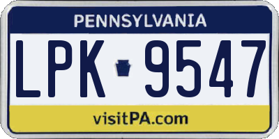 PA license plate LPK9547