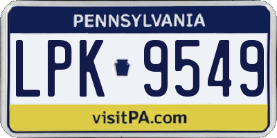 PA license plate LPK9549