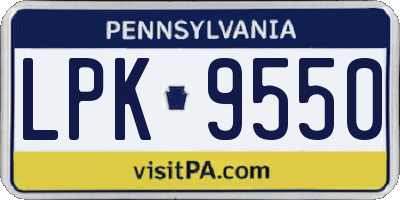 PA license plate LPK9550