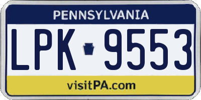 PA license plate LPK9553