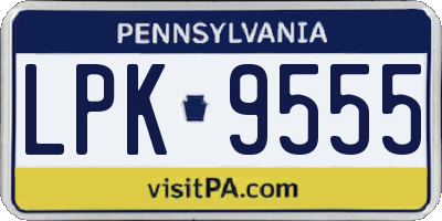 PA license plate LPK9555