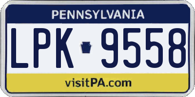PA license plate LPK9558