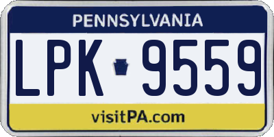 PA license plate LPK9559