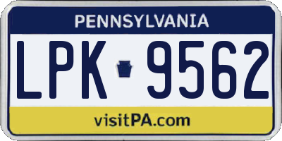 PA license plate LPK9562