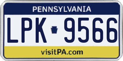 PA license plate LPK9566