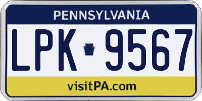 PA license plate LPK9567