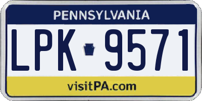 PA license plate LPK9571