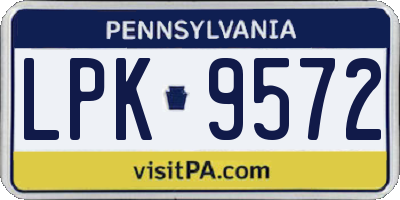 PA license plate LPK9572