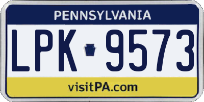 PA license plate LPK9573