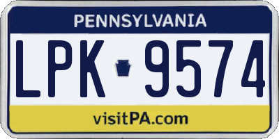 PA license plate LPK9574