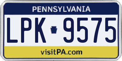 PA license plate LPK9575