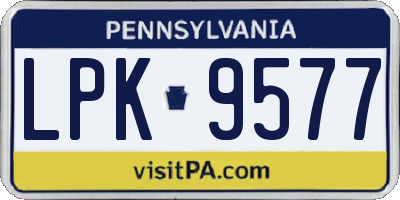 PA license plate LPK9577
