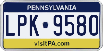 PA license plate LPK9580
