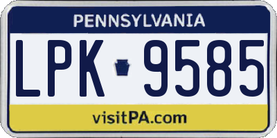 PA license plate LPK9585