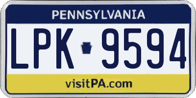 PA license plate LPK9594