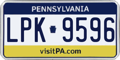 PA license plate LPK9596