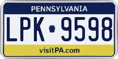 PA license plate LPK9598