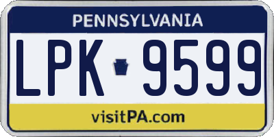 PA license plate LPK9599