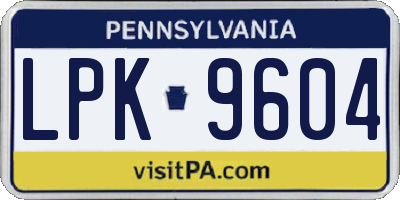PA license plate LPK9604