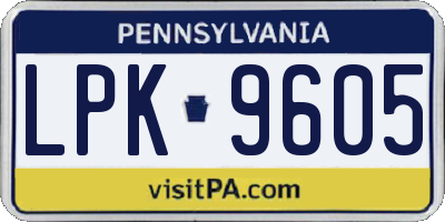 PA license plate LPK9605