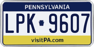 PA license plate LPK9607
