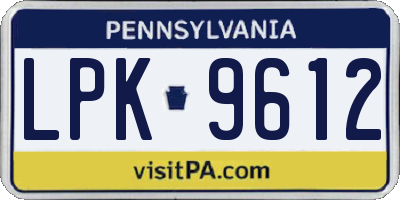 PA license plate LPK9612