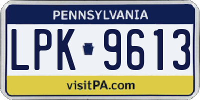 PA license plate LPK9613