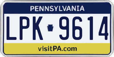 PA license plate LPK9614