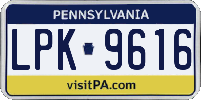 PA license plate LPK9616