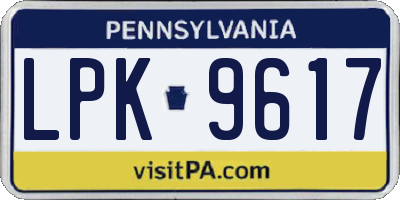 PA license plate LPK9617