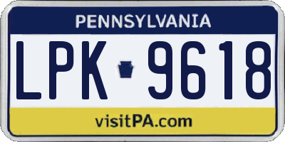 PA license plate LPK9618