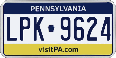 PA license plate LPK9624