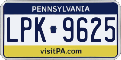 PA license plate LPK9625