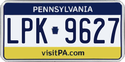 PA license plate LPK9627