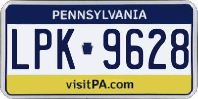 PA license plate LPK9628