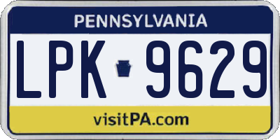 PA license plate LPK9629