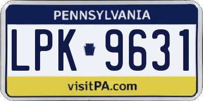 PA license plate LPK9631