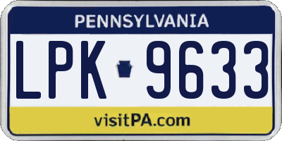 PA license plate LPK9633