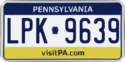 PA license plate LPK9639